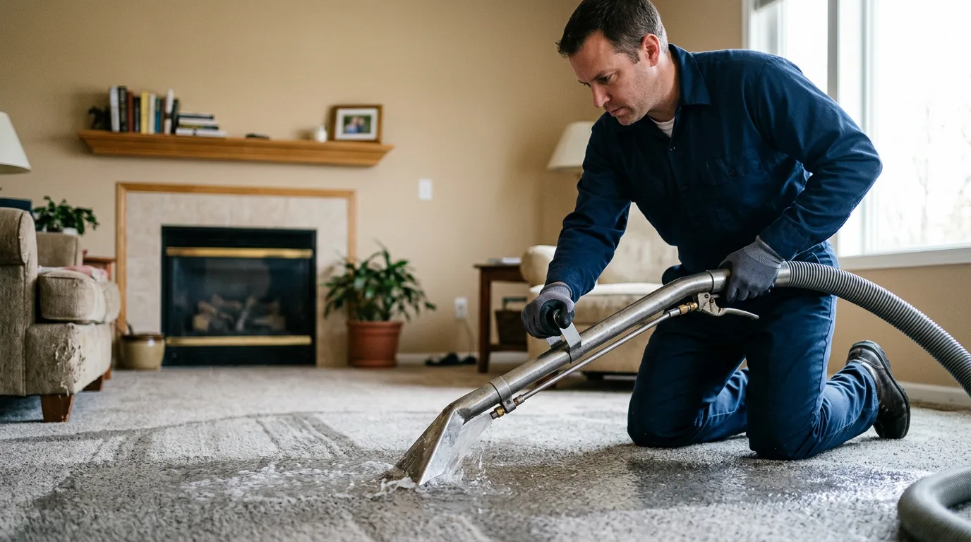 Water damage restoration technician working near Drift, KY